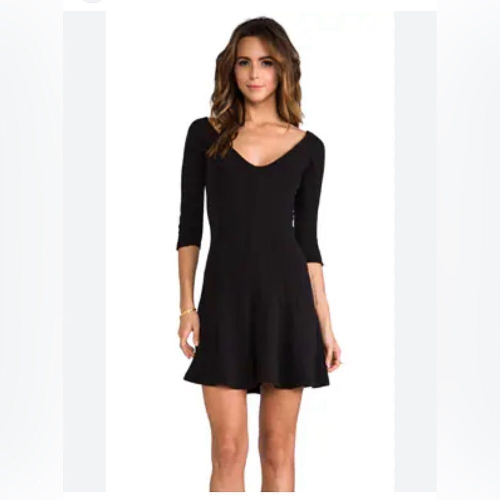 Standard James Perse Seamed Flated 3/4 Mini A-line Dress Black Size 1 US XS/S